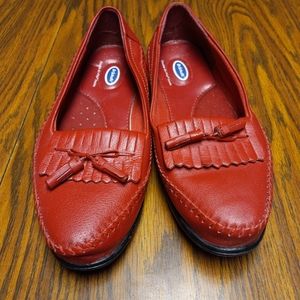 Dr. Scholl's Red Leather Kiltie Tassel Loafers